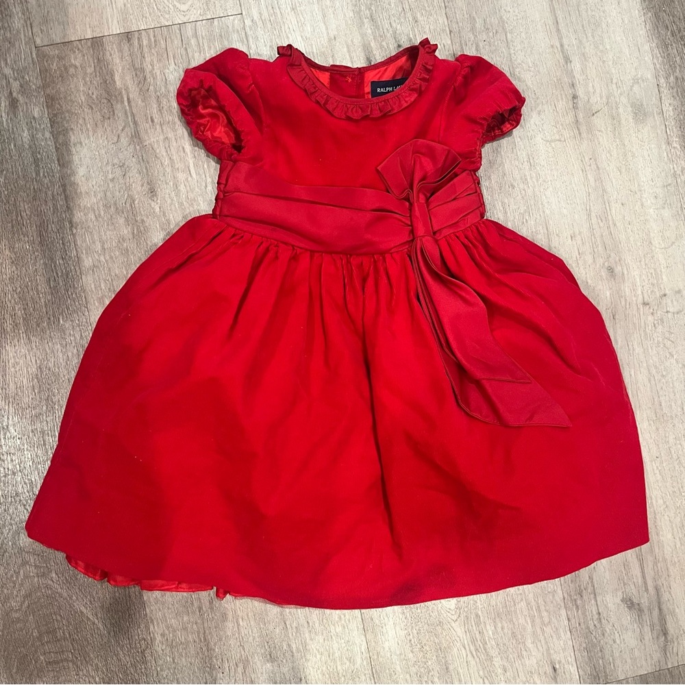Ralph Lauren 18M Red Holiday dress Christmas Bow festive fancy family photos